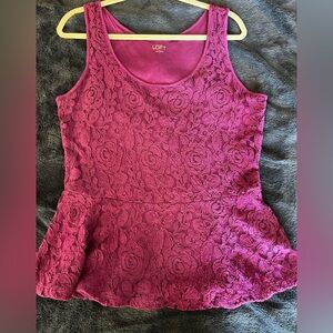 LOFT Women's Fuchsia Lace Tank Top